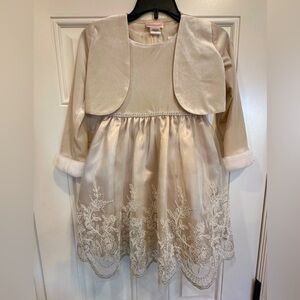 Beautiful holiday dress with jacket velvet, fur and gorgeous detail size 5